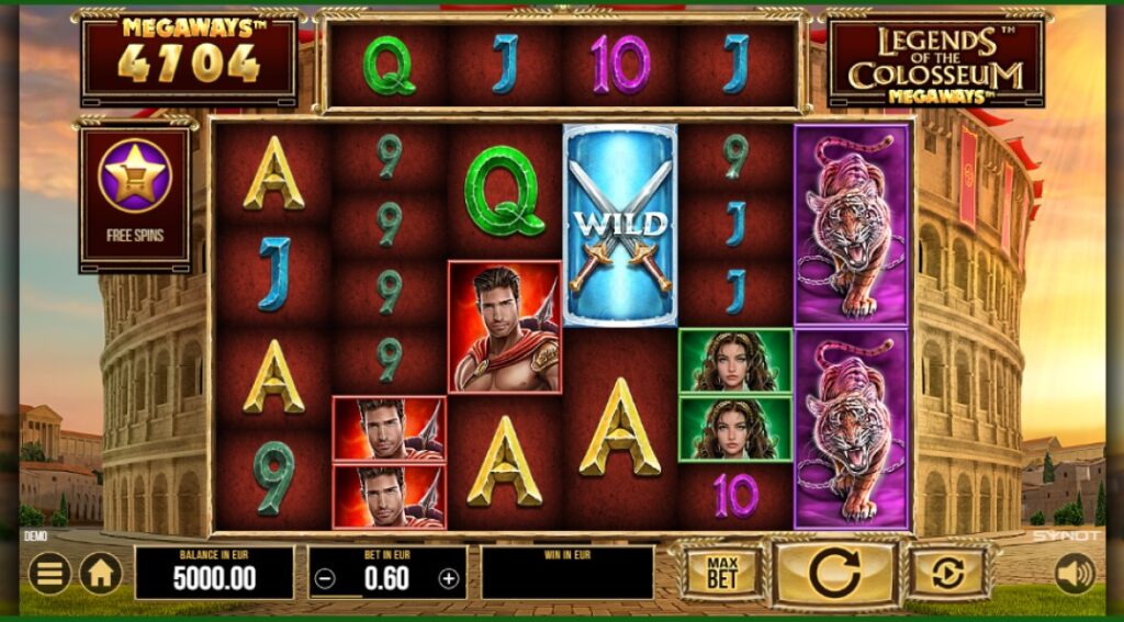 Gulungan slot Legends of the Colosseum Megaways oleh SYNOT Games
